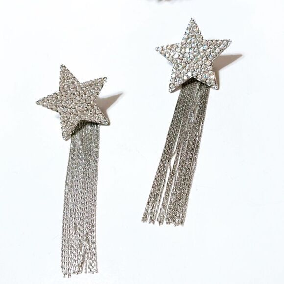 Star tassel drop earrings M55 - Picture 3 of 6